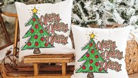 merry merry merry Christmas throw pillows for sofa, cute Christmas tree Christmas kitchen towels, fun Christmas hostess gifts for women