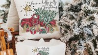have a holly jolly Christmas throw pillows for couch, red truck Christmas kitchen towels for friends, Christmas gifts for new homeowners