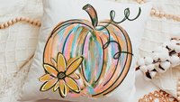 watercolor pumpkin pillow for sofa, boho pumpkin kitchen towels, fall decorations for home farmhouse pillow, Thanksgiving decor, best seller