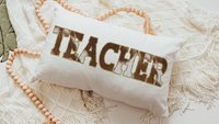 teacher cow print lumbar throw pillow for chair, cowboy classroom decor, western cowhide throw pillow, back to school gifts for teachers