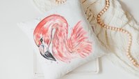 watercolor flamingo throw pillow for bed cute coastal gifts for beach lovers, flamingo gifts for women, flamingo gifts for her, coastal