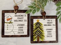 grandmas heart belongs to grandkids ornament snowmen ornaments personalized Christmas gifts for grandma, family ornament, stocking stuffers