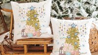 gold Christmas tree Christmas throw pillows for couch, mauve Christmas decor for home, trendy Christmas hostess gifts for women, secret