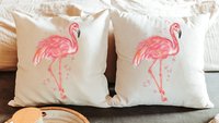 flamingo throw pillow for couch, pink dorm pillows for college girls, coastal decor beach house gifts, flamingo gifts for women, tropical