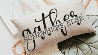 gather somewhere else funny throw pillow for couch, anti social introvert gift, best friend birthday gifts for her, new home gift for women