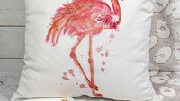 flamingo throw pillow for couch, pink dorm pillows for college girls, beach decor coastal house gifts, flamingo gifts for women, tropical