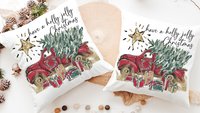 have a holly jolly Christmas throw pillows for couch, red truck Christmas kitchen towels for friends, Christmas gifts for new homeowners