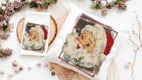 vintage Santa pillow covers 18x18, leopard print Christmas hand towels for bathroom, trendy Christmas housewarming gift for women, secret