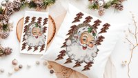 leopard print Santa throw pillow for couch, lightning bolt trendy Christmas kitchen towels for friends, secret Santa gifts for women, funky