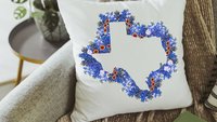 floral Texas throw pillow for sofa, Texas state flower bluebonnet gifts for women, moving to Texas gifts for her, Texas wildflower pillow