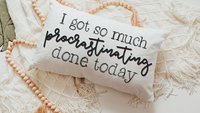 procrastination lumbar pillow for chair, funny graduation gift for college students, goodbye gift for co workers, throw pillow for couch