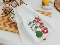 baking spirits bright Christmas kitchen towels, baking gifts for women, Christmas cookie baking crew kitchen hand towels, yankee swap gifts