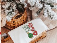 baking spirits bright Christmas kitchen towels, baking gifts for women, Christmas cookie baking crew kitchen hand towels, yankee swap gifts