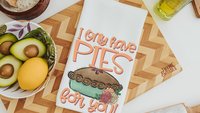 lets get toasted smores and campfire fall kitchen hand towel, camping gifts for women, pie puns funny kitchen towels for mom, baking gifts