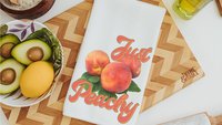just peachy kitchen towels, Southern home decor, peachy keen kitchen hand towels, peach kitchen decor, Georgia gifts cute housewarming gifts