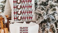howdy Christmas throw pillow for sofa, western Christmas decor for home, country Christmas kitchen towels, trendy Christmas hostess gifts
