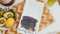 freshly brewed cute Halloween kitchen towels for friends, Halloween hand towels for bathroom, boo basket stuffers for adults, witchy kitchen