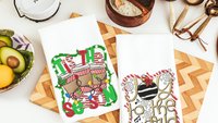 joy to the world Christmas kitchen towels, tis the season Christmas coffee bar decor, Christmas housewarming gift, Christmas hostess gift