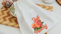 just peachy kitchen towels, Southern home decor, peachy keen kitchen hand towels, peach kitchen decor, Georgia gifts cute housewarming gifts