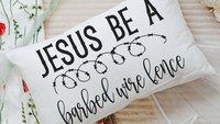 Jesus be a fence religious throw pillow cover 12x20, Christian Christmas gifts for women, faith pillow for bed, Christian decor for home