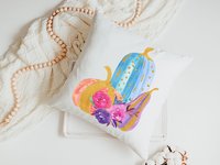 Watercolor Pumpkin Halloween Throw Pillow, 18x18