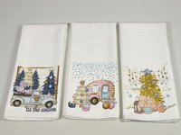 tis the season Christmas kitchen towels set of 3, RV Christmas decor, pink Christmas decorations, Christmas bathroom towels, Christmas gifts