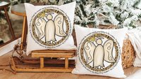 hark the herald angels sing religious Christmas throw pillow for sofa, Christian Christmas gifts for friends, angel Christmas kitchen towels