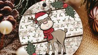 reindeer Christmas ornaments handmade, farmhouse Christmas tree ornaments wood, ornament exchange gift, stocking tags for kids, woodland