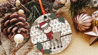 reindeer Christmas ornaments handmade, farmhouse Christmas tree ornaments wood, ornament exchange gift, stocking tags for kids, woodland