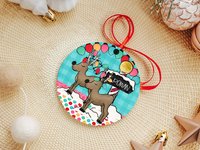 Personalized Reindeer Christmas Ornament and Stocking Tag