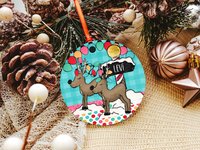 Personalized Reindeer Christmas Ornament and Stocking Tag