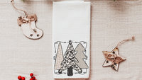 boho Christmas tree Christmas kitchen towels, cute Christmas housewarming gifts for couple, blush pink Christmas kitchen hand towels, secret