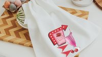 1950s inspired retro kitchen towels for mom, 50s diner decor, cute dish towels for drying dishes, sock hop decor, trendy Mothers day gifts