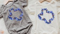 texas wildflower baby outfit girl, Texas state flower bluebonnet baby gifts for girls, Texas baby stuff, floral Texas baby theme clothing