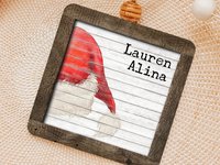 Personalized Santa Hat Christmas Ornament and Stocking Tag