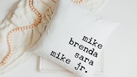 personalized family names throw pillow for couch, pet name pillow, unique wedding gifts for couple, dog parents gift, modern farmhouse decor