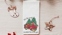 its the most wonderful time of the year Christmas throw pillow for sofa, red truck Christmas decor for home, whimsical Christmas gifts for