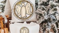 hark the herald angels sing religious Christmas throw pillow for sofa, Christian Christmas gifts for friends, angel Christmas kitchen towels