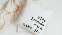 personalized family names throw pillow for bed, pet name pillow, unique anniversary gift for couple, dog parent gift, modern farmhouse decor