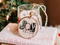 Joy to the world farmhouse Christmas ornament set