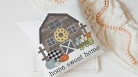 home sweet home pillow for country home, farm throw pillow for couch, Thanksgiving hostess gift for women, buffalo plaid pumpkin decor, barn