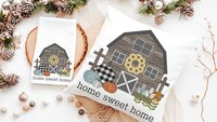 home sweet home pillow for country home, farm throw pillow for couch, Thanksgiving hostess gift for women, buffalo plaid pumpkin decor, barn