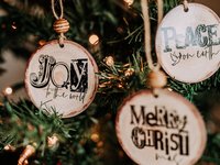Joy to the world farmhouse Christmas ornament set