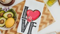 love kitchen towels for couples, Valentines Day kitchen decor, red heart kitchen hand towels, Valentines Day gifts for girlfriend, moving in