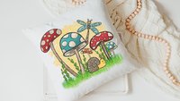 mushroom throw pillow for bed, cottagecore room decor, nature lover gift for women, woodland nursery decor, snail decor, outdoorsy gifts for