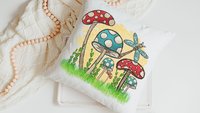 blue mushroom throw pillows for couch colorful mushroom kitchen towels for RV, red mushroom pillow cover 18 x 18, mushroom gifts for women