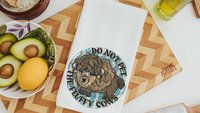 dont pet fluffy cow funny kitchen towel for stove, buffalo decor, bison gifts, western kitchen decor, best gifts for new homeowners, guest
