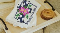 floral Easter cross Easter throw pillow covers 18x18, Christian Easter decor gift, navy blue polka dot Happy Easter decorative pillows for