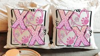xoxo throw pillow for sofa, pink paw print pillow covers 18 x 18, dog mom gift, dog decor for home, Galentines day gifts for best friend