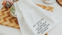 my cooking is so awesome funny kitchen towels, sarcastic kitchen hand towels, cooking gifts for her, grilling gifts for men, chef gifts for